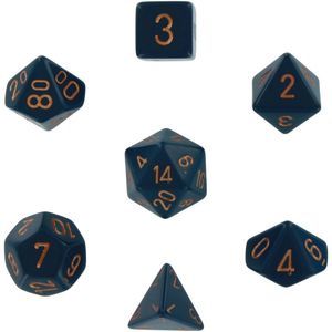 Polyhedral 7-Die Opaque Dice Set - Dusty Blue with Copper